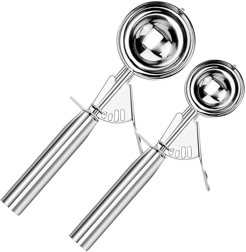 Cuchara de helado con gatillo, cuchara para galletas, cuchara de helado de acero inoxidable, melón con gatillo, cuchara para galletas, cuchara de