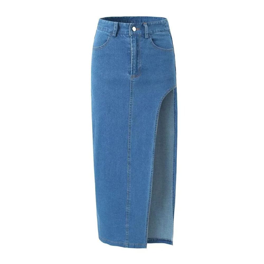 SWEPER Falda Corta De Mujer - Falda Vaquera Sexy con Abertura Lateral para Mujer, Falda Midi con Cremallera Retro, Cintura Alta, Ajustada, En El Tobillo