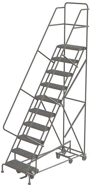 Tri-Arc KDED110242 10-Step All-Directional Steel Rolling Industrial & Warehouse Ladder with Grip Strut Tread, 24-Inch Wide Steps