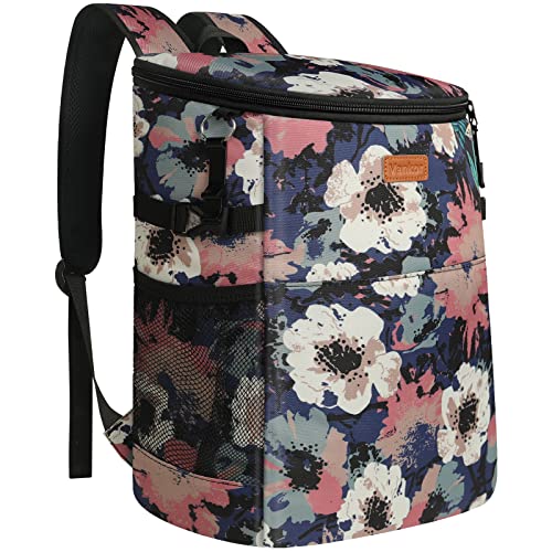 Camping Cooler Backpack 30-Can Soft Insulated Backpack — Floral