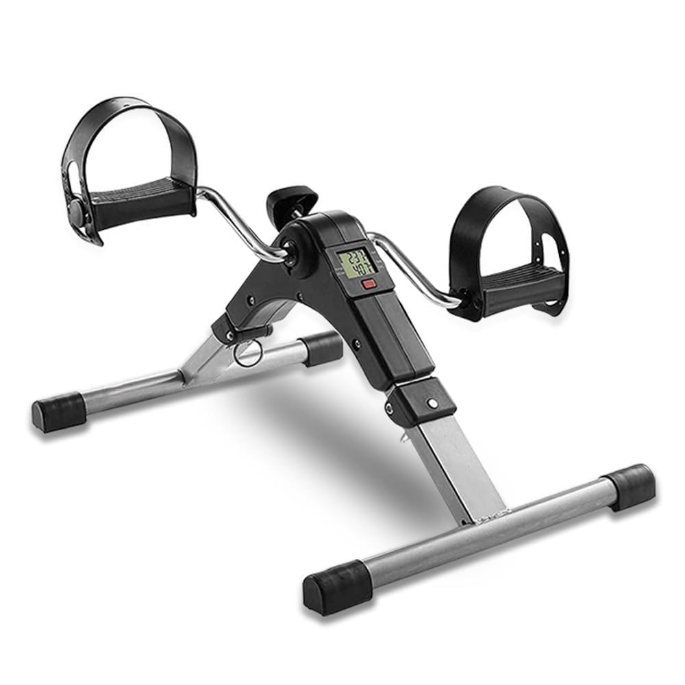 Mini Bike Digital Pedal Exerciser with LCD Display | Mini Exercise Cycle for Home Workout | Adjustable Resistance, Fixing Straps & Non-Slip Pedals | Arm & Leg Fitness Cycle | Black & Grey-image-49
