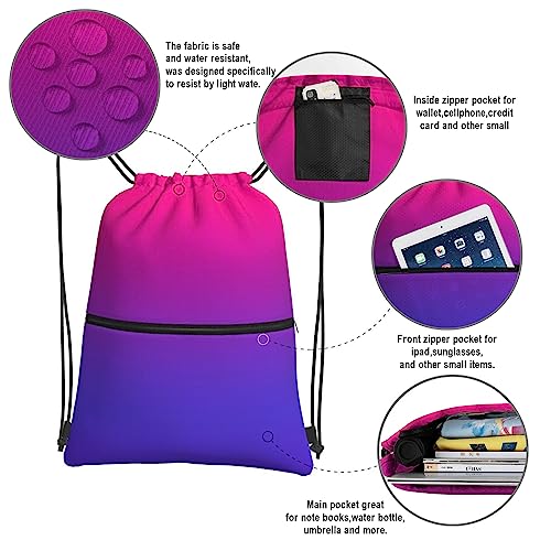 Image of Drawstring Backpack,Women Gym Drawstring Bags, Gradient String Bag Sackpack Cinch Bag, Water Resistant for Sport, Shopping, Yoga (Red)