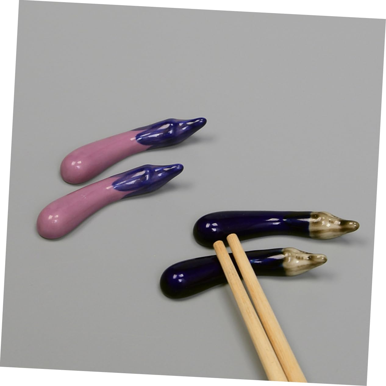 Repose-Baguettes, Supports à Baguettes pour Restaurant, en céramique, Motif Aubergine, Lot de 6, Bleu Marine, 7 x 0,8 x 1 cm