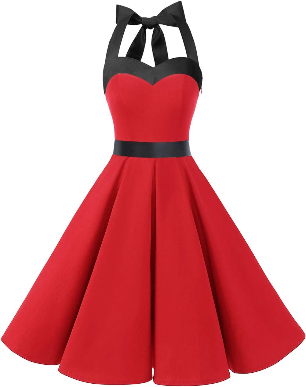 DRESSTELLS Women's Vintage 1950s Cocktail Dress, Retro Tea Party Halter Swing Dresses - Image 3
