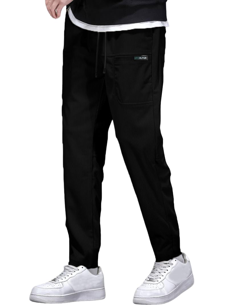 TAGDO® Men's Solid Corduroy Track Pant with Pockets | Mens Joggers Track Pants | Track Pants for Man (2041)
