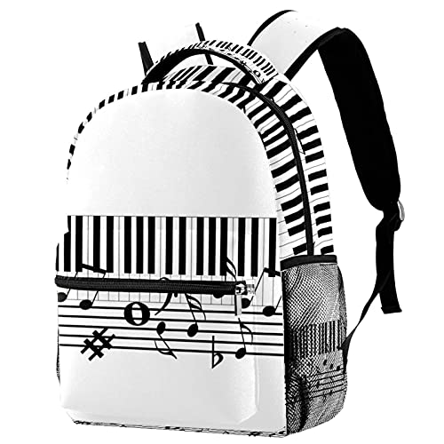Sac à dos de voyage piano pour filles et garçons avec porte-bouteille intégré