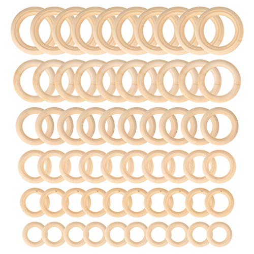 60 anillos de madera, aros de madera natural Cover