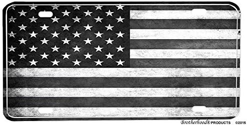 Tactical American Flag License Plate - Black American Flag License Plate for a Firefighter License Plates or Police License Plate