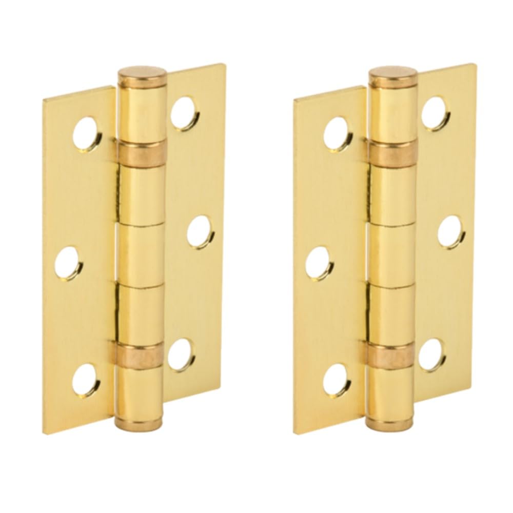 HANDLEZONE® Door Hinges 1 Pair 76mm / 3 inch Ball Bearing, with Screws - Satin Brass