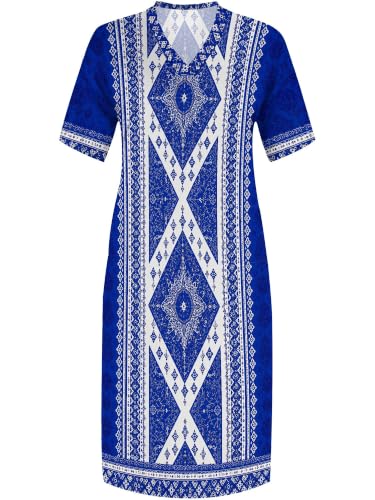 Image of PinkPatty Women's Oversize V Neck Short Sleeve Maxi Dress with Pockets