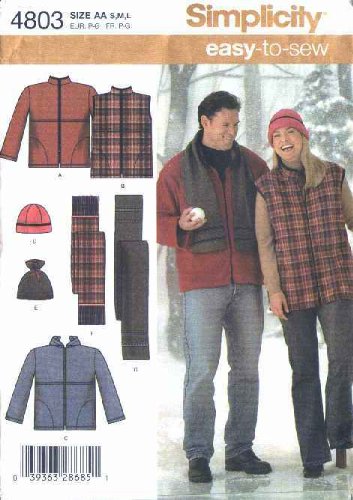 Veste facile à coudre Simplicity 4803 avec chapeau et écharpe assortis