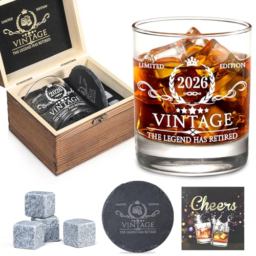Retirement Gifts for Men Whiskey Glass Set - The Legend Has Retired 2026 - Retirement...