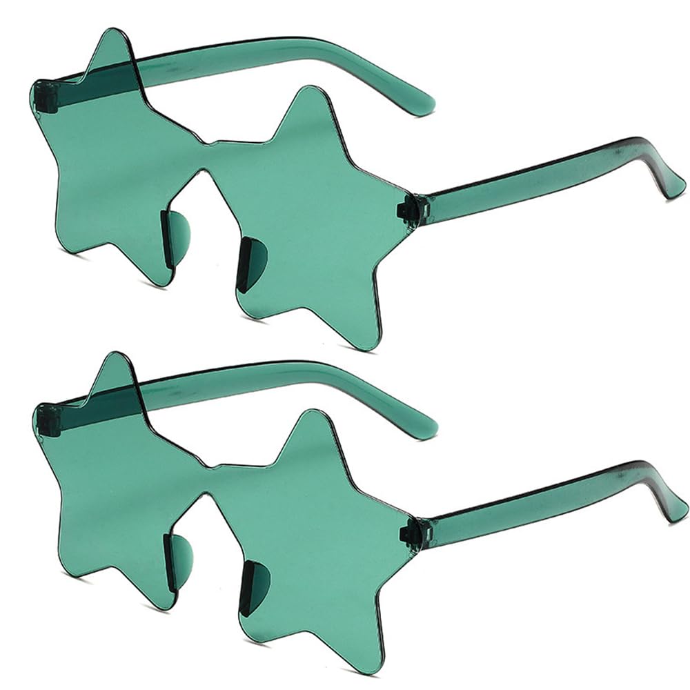 2 Pieces Star Shape Sunglasses Multicolor Rimless Star-shaped Glasses Fashion Star Oversized Fashion Sunglasses Eyewear for Women, Purple