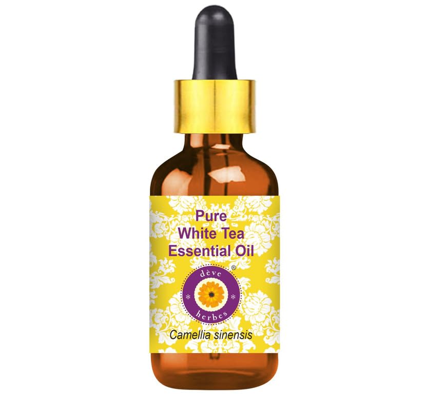 Deve Herbes Pure White Tea Essential Oil (Camellia sinensis) With Glass Dropper Steam Distilled 100ml (3.38 oz)