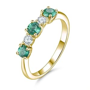 Created Colombian Emerald Ring 14K Created Colombian Emerald for Women 10K/14K/18K Gold Created Colombian Emerald Ring Wedding Band Luxury Jewelry for Women