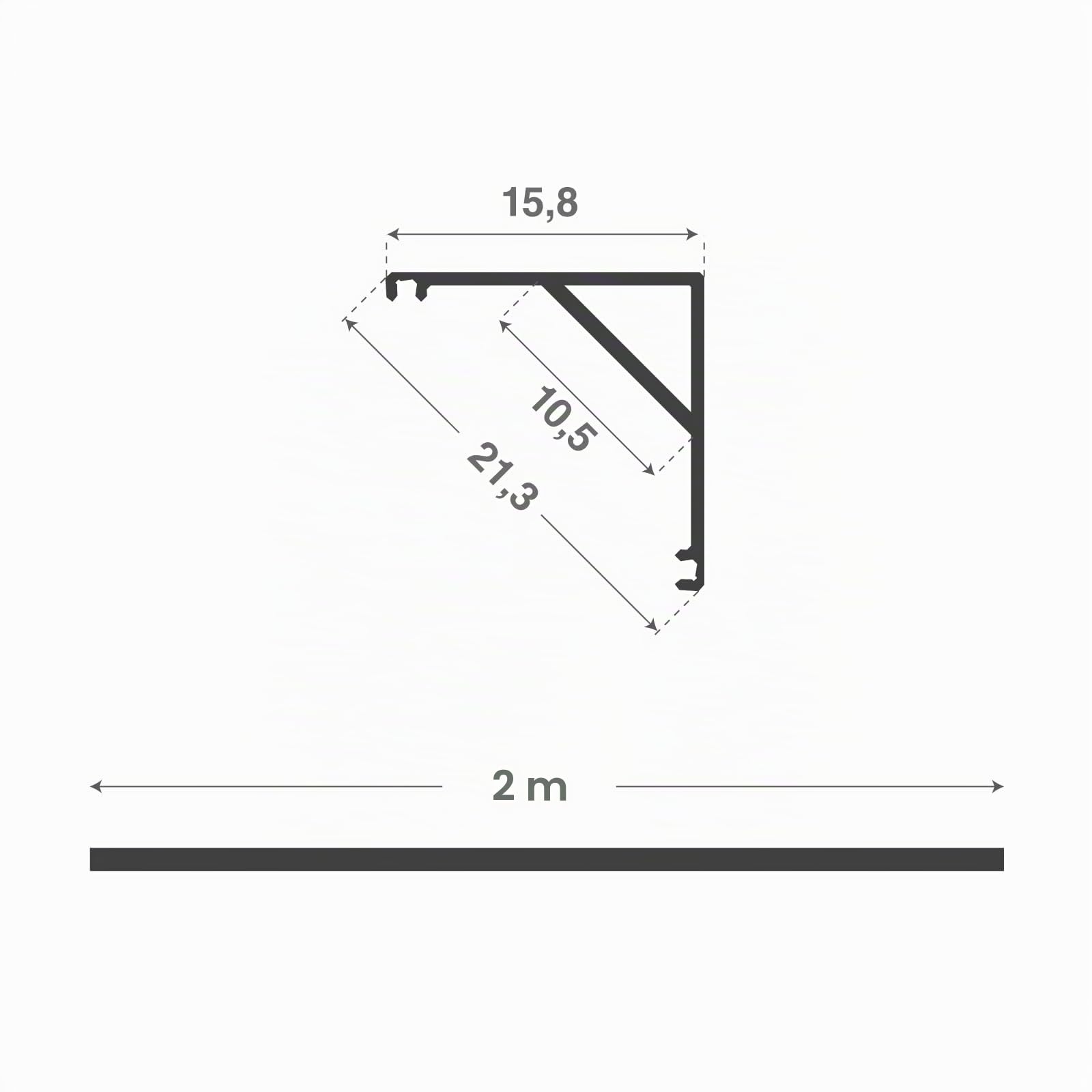 Profilo Alluminio Nero Angolare per Strisce LED con copertura Professionale Nera Made in Italy MedusaFlex CUBO in Policarbonato - Pacco da 5 (10m) 2000 x 15.8 x 15.8mm - Cover standard nera inclusa
