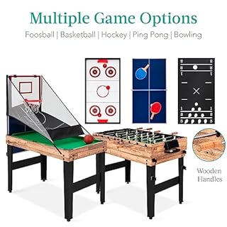 Best Choice Products 13-in-1 Combo Game Table Set w/Ping Pong, Foosball, Basketball, Air Hockey, Sling Puck, Archery, Shuffleboard - Natural