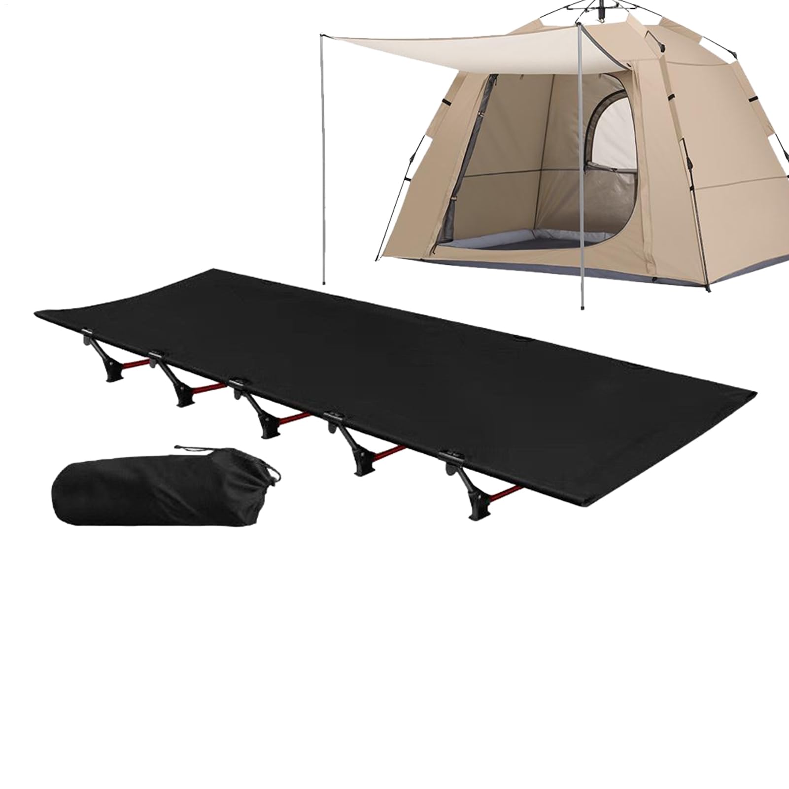 Camp Bed składane łóżko kempingowe, lekkie łóżko do spania, przenośna powierzchnia do leżenia, wsparcie do pokoju gościnnego, domu, na zewnątrz, podróże, wędrówki, przerwa obiadowa