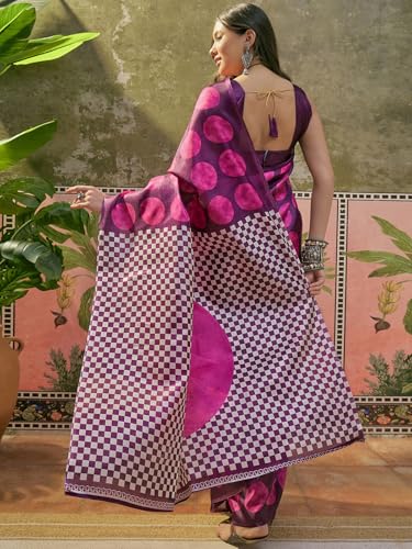 Image of SIRIL Women's Cotton Printed Saree With Unstitched Blouse Piece