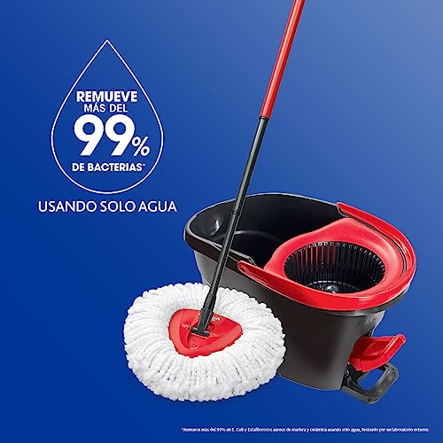 Miniatura 8 de Vileda 141084 Easy Wring Clean Juego De Fregona Con Palo Telescópico Y Cubo Escurridor Giratorio, Negro Rojo, 49.4 X 29.7 X 29.1 Cm