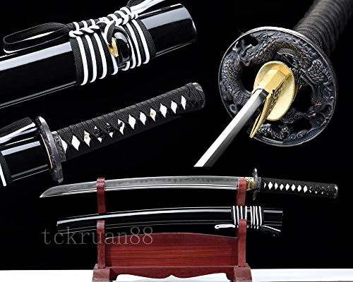 YL Sword Clay Tempered T10 Steel Japanese Samurai Sword Wakizashi Full Tang Sharp Blade