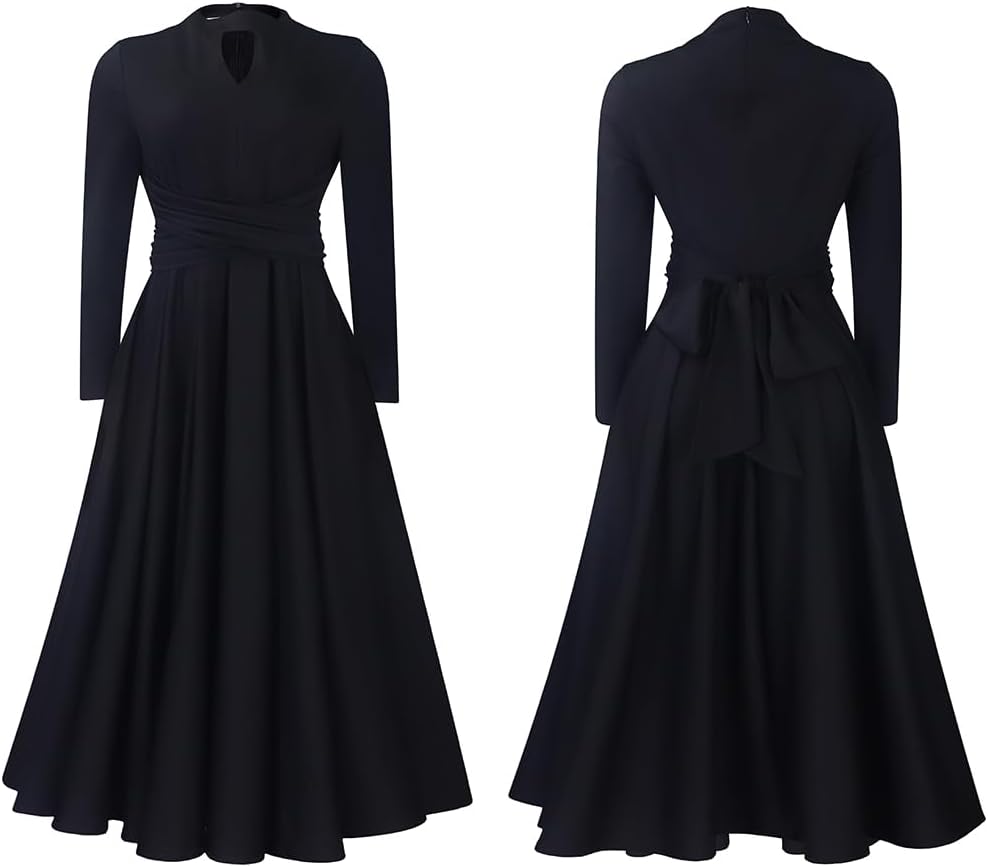 INR Women Elegant Long Dress Fashion Casual Dress High Waist Flowy Big Swing Dress - Image 4