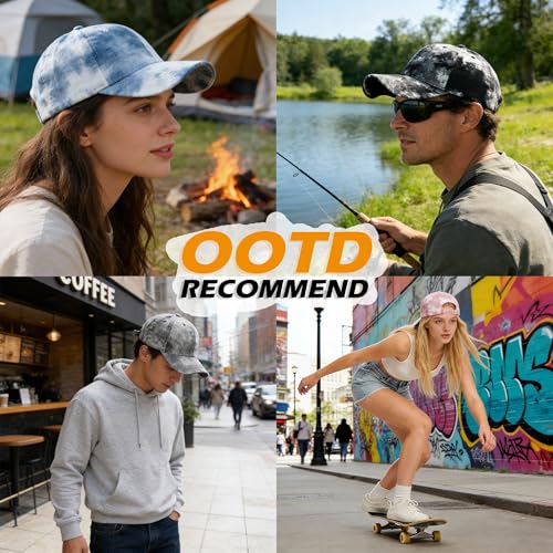 Gorra beisbol unisex con diseño tie-dye ajustable miniatura 3