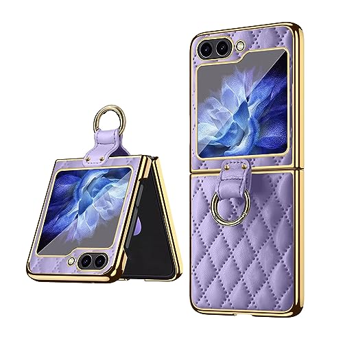Coque pour Samsung Galaxy Z Flip 5 2023 antichoc tout compris rigide avec anneau violet