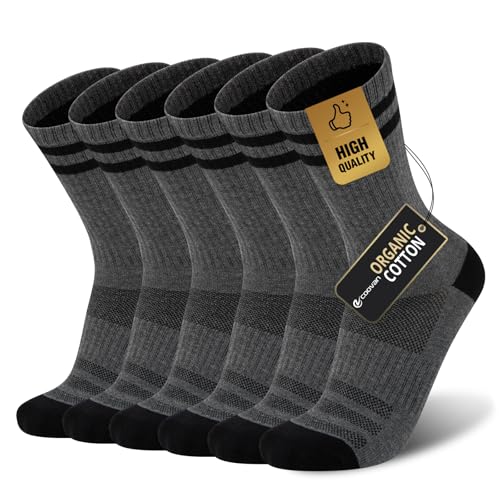 COOVAN 6 Pairs Mens Crew Socks Work Athletic Running Thin Socks Casual Breathable Performance Boot Lightweight Socks for Men