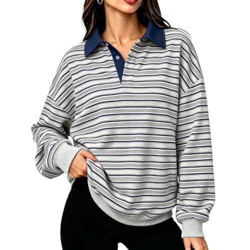 Polo Sweater Women Work Button Lapel Collar Y2K Tennis Sweater Women - image 2