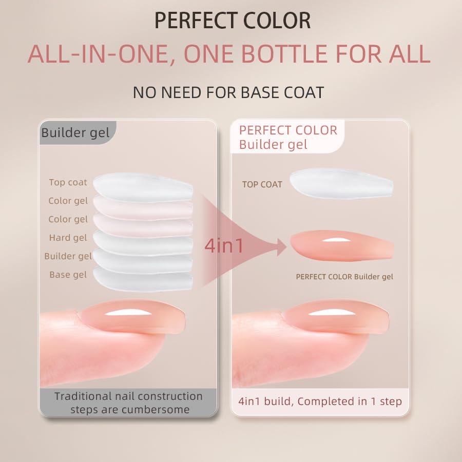 PERFECT COLOR Builder Gel Para Uñas 15ml Milky Pink Nude miniatura 2