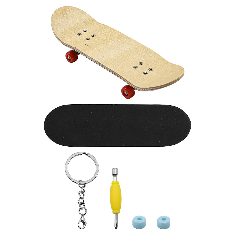 Tiardey Mini Finger Skateboard, Maple Wooden Alloy Fingerboard, Pro Finger Board with PU Non-Slip Box, Reduce Pressure