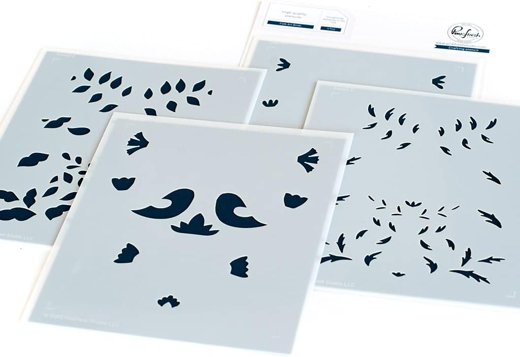 Pinkfresh Studio PINKFRESH Stencil A2, Folk Art Birds Layering