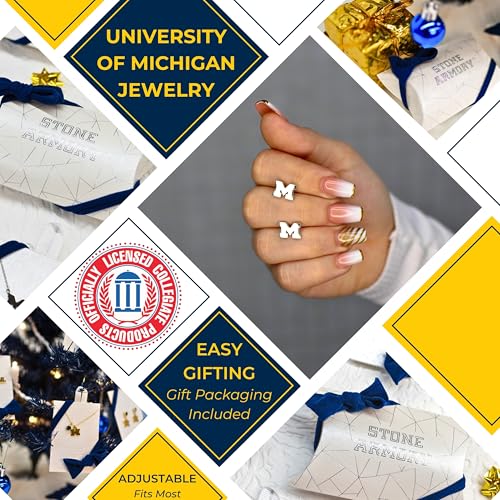 Stone Armory Earrings for University of Michigan Jewelry Gifts for Women, Graduation – Stainless Steel Skin-Friendly UM Wolverines stud earrings3