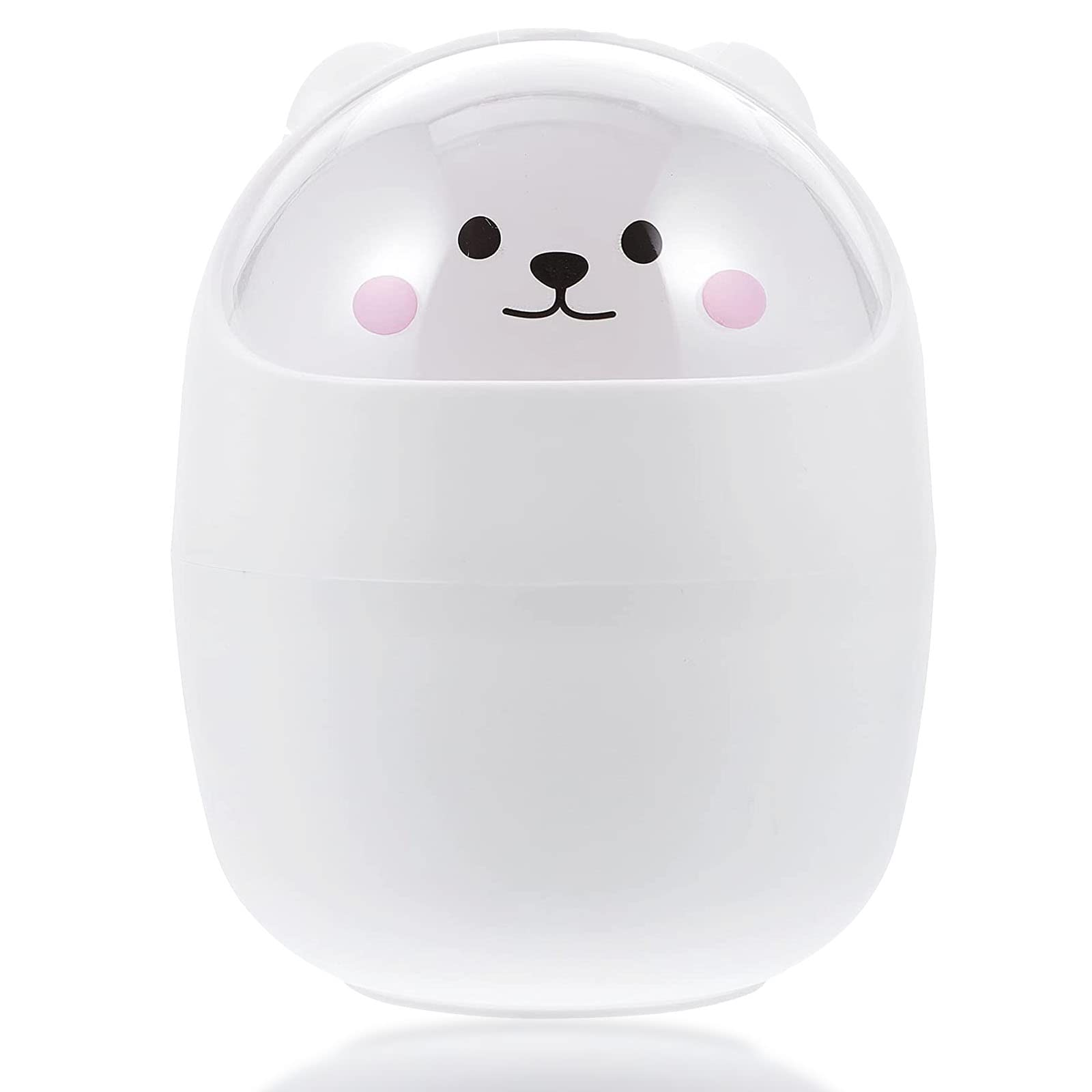 REVHQ Cute Bear Shape Trash Can Wastebasket Large Capacity Cartoon Desktop Trash Can with Lid Garbage Container Bin with for Home Office Bathroom Kitchen Dorm Kids Room