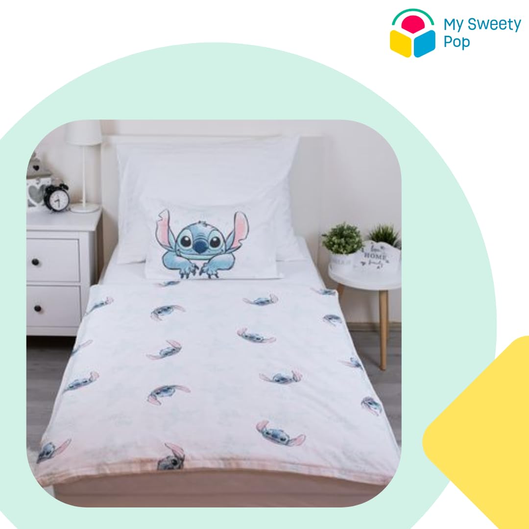 My sweety pop - Parure de lit pour bébé Stitch- 2 Pieces - Enfant - Housse de Couette - Réversible - 100 x 135 - Taie d'oreiller - 40 x 60 cm Literie - 100% Coton