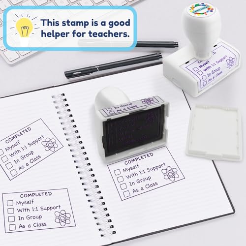 Image of Happy Teacher Checkbox Stamps - Easy Grading, Improved Efficiency - Purple