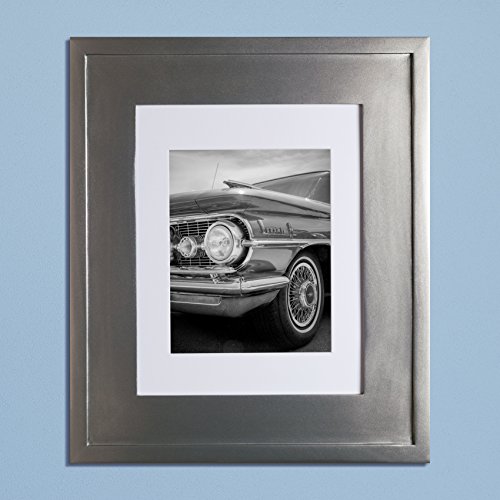 Image of 14x18 Concealed Picture Frame Medicine Cabinet Without Mirror for Bathroom, Recessed in The Wall, Made in North America, Real Wood, NO MDF, Adjustable Shelves, Hidden, Silver
