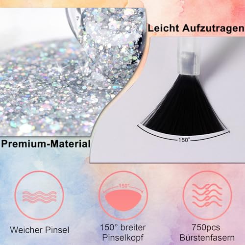 3 Pcs Glitzer Nagellack Set - Schnelltrocknender Nagelack Ohne UV Lampe - Ungiftig Nagellack Auf Wasserbasis - Langlebig Nail Polish mit Silber, Gold, Rosa Confetti für Frauen (Colorful Farbe)