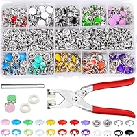 ECHOBUY 200 Sets Druckknöpfe kit mit Zange Metall Ring Button Druckknöpfe 9,5 mm Jersey Druckknöpfe Hohle Feste Druckknopf Set 10 Farben