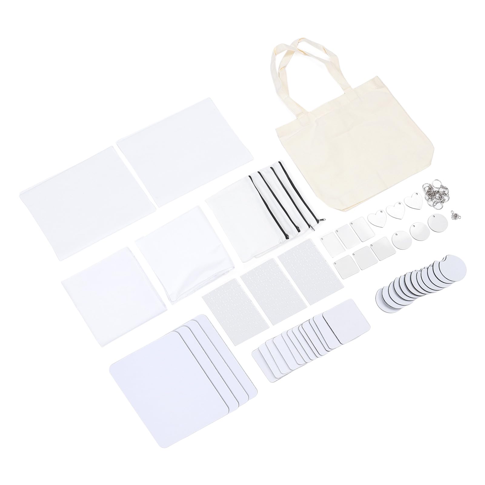 Kit Démarrage Sublimation 77 Pièces, Porte-clés, Trousse Cosmétique, Taie d'Oreiller, Setter pour Tasse Voiture, Idéal pour Pâques Fête des Mères Cadeau Artisanat