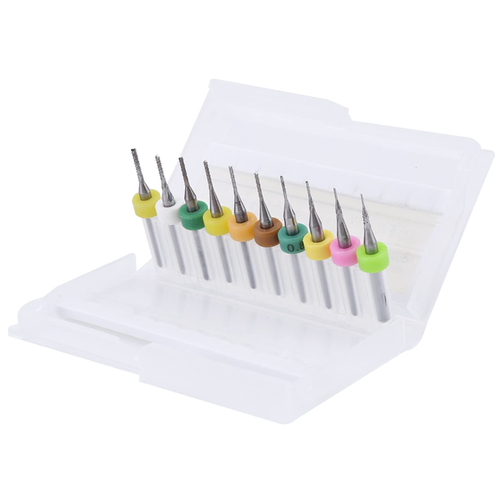 Lot de 10 fraises de coupe en carbure de tungstène PCB Fraises à queue pour découpe de circuits imprimés en carbure 0,5/0,6/0,7/0,8/0,9/1,0/1,1/1,2/1,3/1,4 mm
