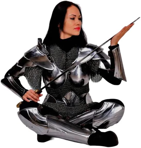 Medieval Lady Warrior Viking Armor Fantasy Women's Body Armor Renaissance Halloween Party Cosplay Costume Silver