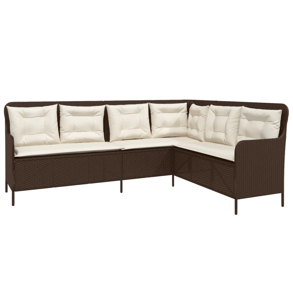 vidaXL Gartensofa in L-Form, Ecksofa mit Kissen, Sitzgruppe für Garten Terrasse Balkon, Gartenmöbel Sofagarnitur, Braun Poly Rattan