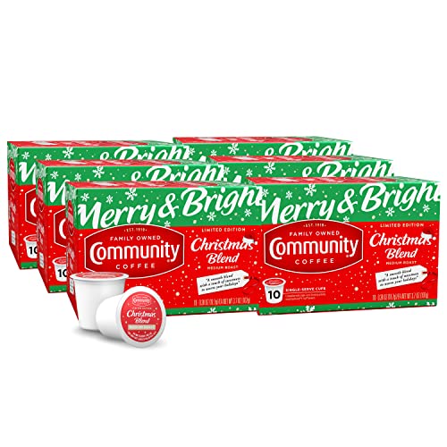 Image of Community Coffee Christmas Blend, Medium Roast, 60 Count Coffee Pods, Compatible with Keurig K-Cup Brewers (10 count- Pack of 6)