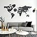 3D Weltkarte Holz,Weltkarte Wand,Wanduhr Funk Groß,Weltkarte Aus Holz,Weltkarte Wanddeko Wohnzimmer Schlafzimmer Hintergrundwand Büro M(130*66Cm) Schwar