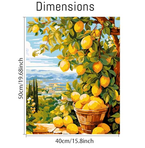 Image of Clendo Lemon Paint by Numbers Kits for Adults, DIY Lemon Tree Adult Paint by Number Kits on Canvas, Digital Oil Number Painting for Home Decor (16x20 Inch)