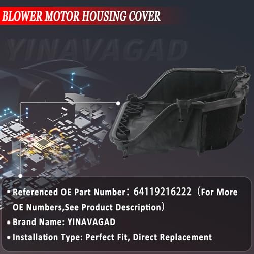 Image of 64119216222 Blower Motor Housing Cover w /Filter for BMW F10 F01 F02 F06 F12 F13 F18 F07 F04 528i 535d 535i 550i 640i 650i 740i 740Li 750i 750Li 760Li M5 M6, Replaces 64116987597 64116987593