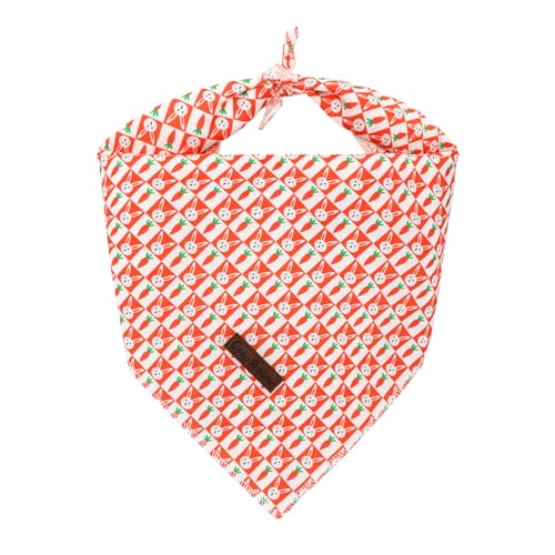Bobo Rainbow Dog Bandana-1PC Easter Carrot Rabbit Plaid Print Orange Scarf Square Bandanas Cute Soft Cotton Holiday Bandanas Bibs Adjustable Dog Kerchief for Small Medium Large Dogs