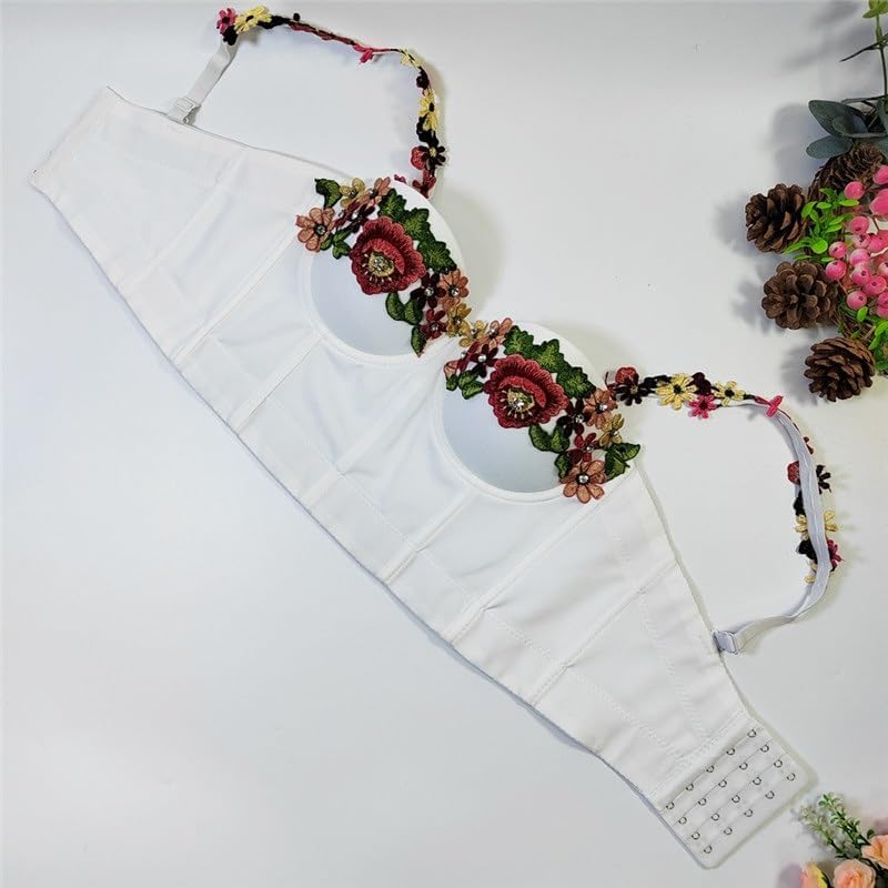 Girls' Sweet and Fresh Suspenders with Flower Embroidery and Fishbone Slim Hot Girl Lace Small Vest With Chest Wrap